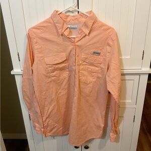 Columbia Gorpcore Peach Women's Long Sleeve Hiking Fishing Shirt Large